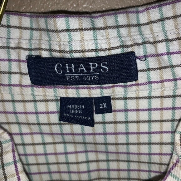 Chaps men’s 2XL button down plaid shirt - Picture 2 of 3